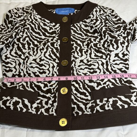 Doncaster Sport Jacket Women 8 White Brown Zebra Print Silk Blend Career Office - Picture 9 of 13